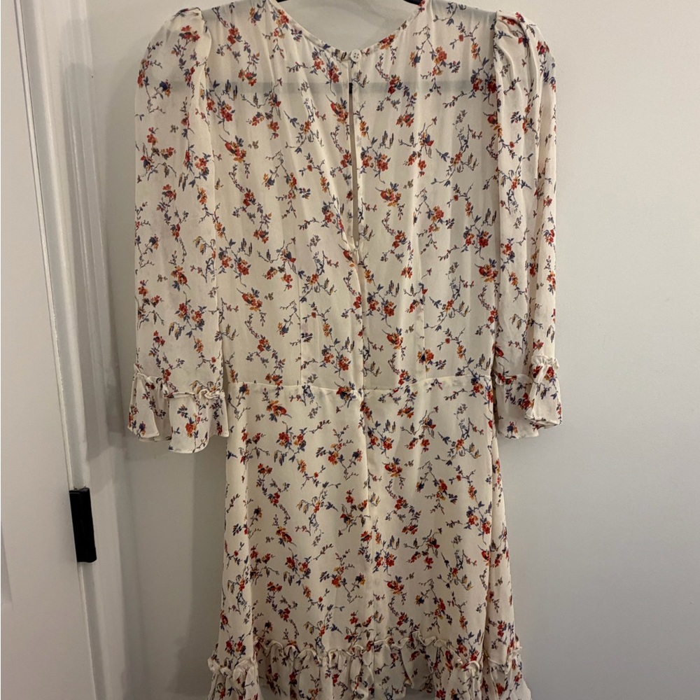 Reformation Floral Long Sleeve Dress - Cream and Red - Picture 2 of 6